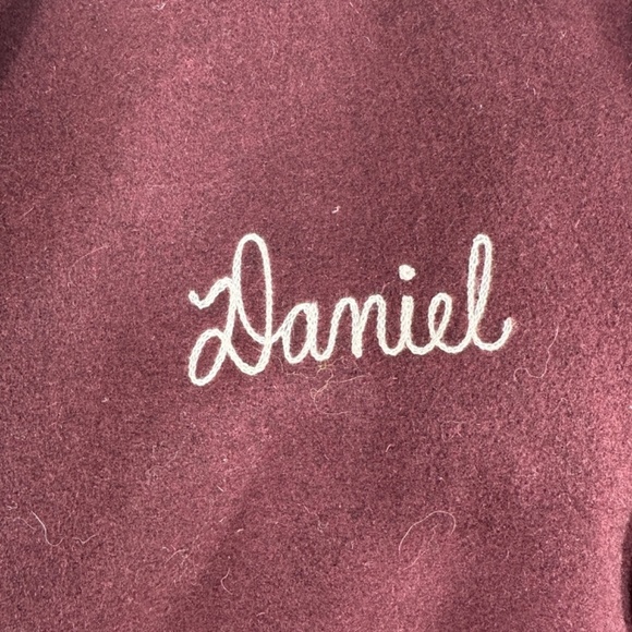 Vintage BUTWIN USA Maroon Wool White Leather Reversible Bamber Jacket Men's L - Picture 3 of 15